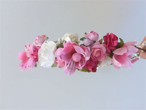 Flower Crown Wedding Rose Crown Pink Rose Pip Berries Tiara Etsy