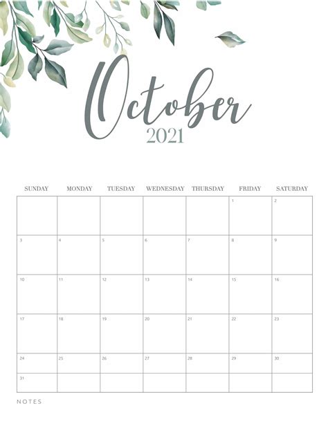 Free Printable 2021 Calendar Botanical Style World Of Printables