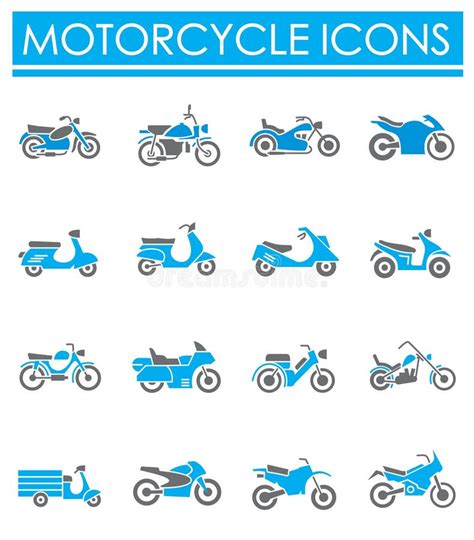 Motorcycle Icons Black Set With Transportation Symbols Isolated Vector