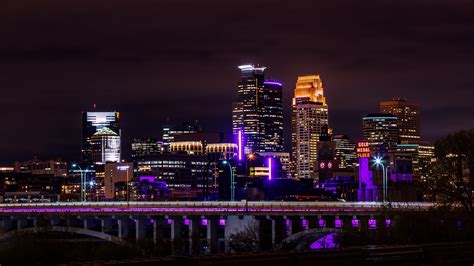 4k Lighting Minnesota Downtown Skyline Cityscape United States