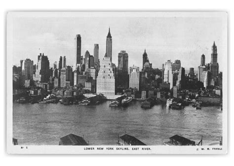 Manhattan New York East River Birds Eye View Vintage And Antique