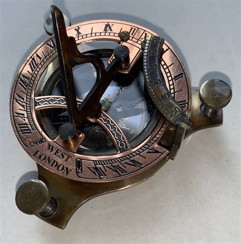 handmade brass nautical sundial compass maritime antique etsy