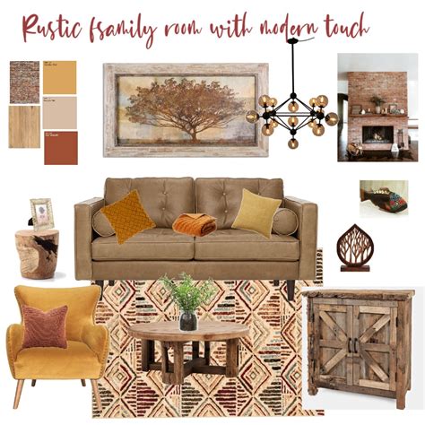 Rustic Living Room Interior Design Mood Board By Yanaplotkin Style