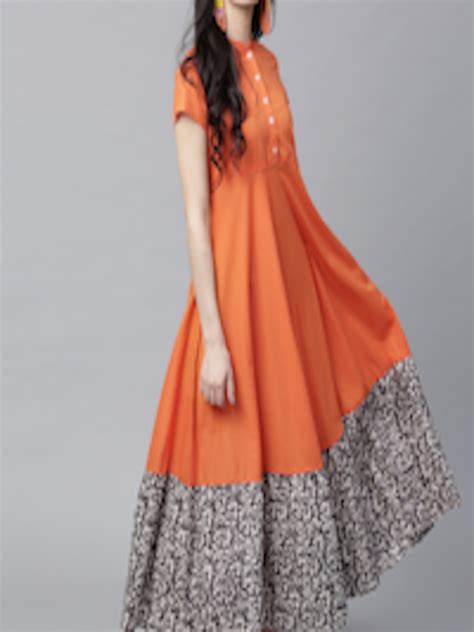 Buy Aks Women Orange Printed Detail Maxi Dress Dresses For Women