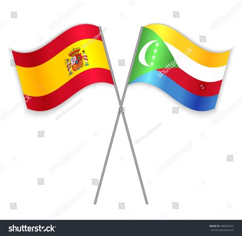 Spanish And Comoran Crossed Flags Spain Royalty Free Stock Vector