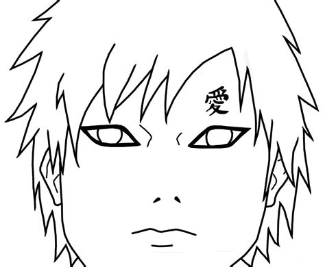 A Big Face Of Gaara From Naruto Coloring Page Free Printable Coloring