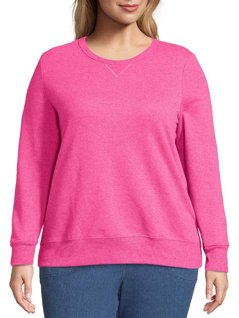 Just My Size Womens Plus Size Fleece Pullover Sweatshirt Size 1x Pink