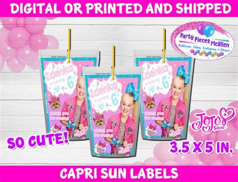 Jojo Siwa Capri Sun Labels Jojo Party Supplies Jojo Siwa Etsy Singapore
