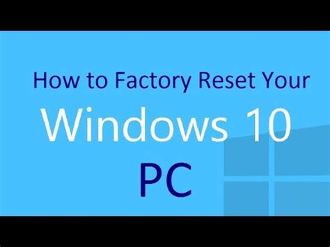 Performing a system recovery or reset can resolve issues by returning your computer to a previous or original configuration. How to Factory Reset Your Windows 10 PC - YouTube
