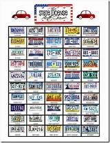 Pictures of License Plate Bingo Game