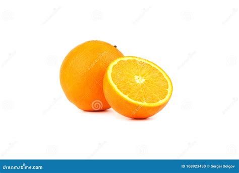 Whole Orange Fruit And Its Segment Isolated On White Background Stock