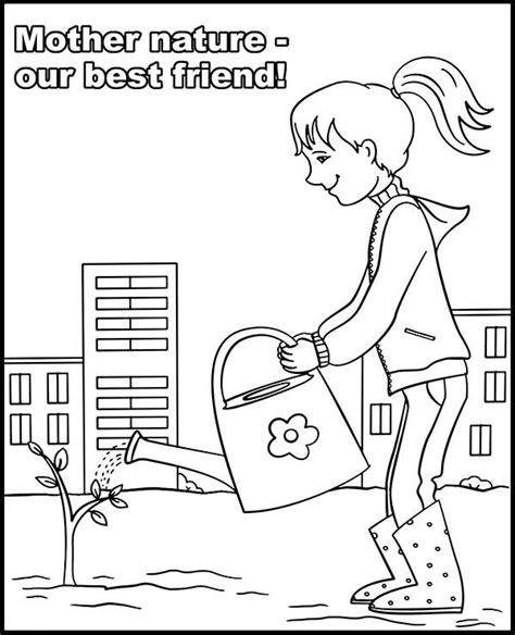 Mother Nature Coloring Page Plant Watering