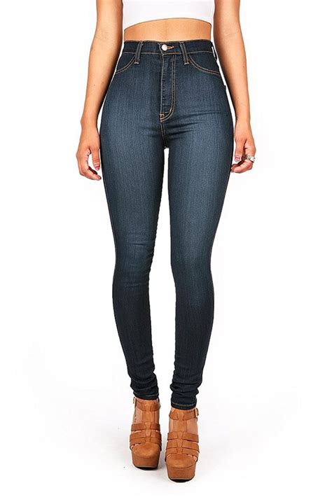 Vibrant Womens Classic High Waist Denim Skinny Jeans Shop2online