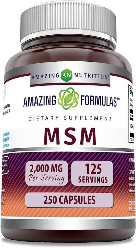 Amazing Formulas Msm 2000 Mg Per Serving Supplement 250 Capsules Methylsulfonylmethane 125