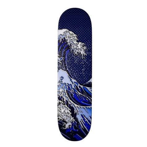 The Great Hokusai Wave Chrome Carbon Fiber Decor Skateboard Deck