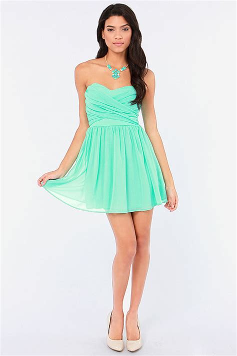 Lovely Strapless Dress Mint Green Dress Party Dress 4900