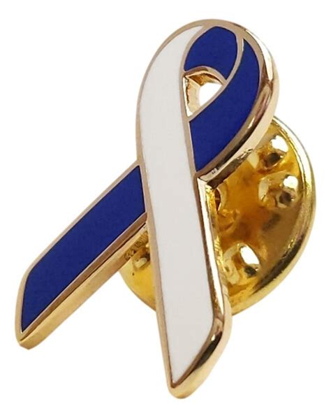 White And Navy Teen Cancer Awareness Support Ribbon Lapel Pin