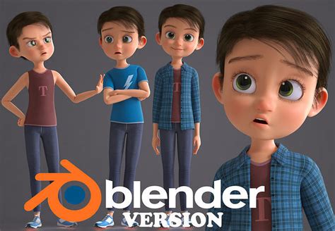 Cartoon Cute Boy Blender Version 3d Model Rigged Cgtrader