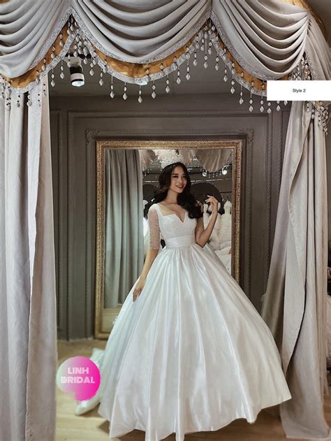 Elegant Long Sleeves White Satin Ball Gown Wedding Dress With Lace Or Beaded Bodice And Train