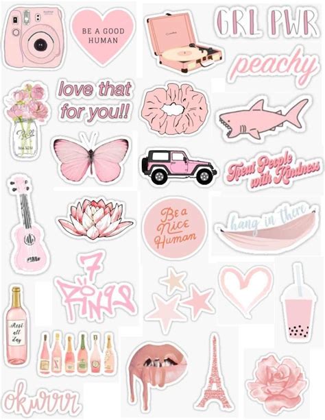 Pink Sticker Pack Pink Stickers Light Pink Peachy Pink Peach Baby Pink Pastel Pink Light Retro