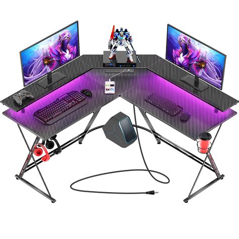 Buy Seven Warrior Gaming Desk With Led Strip Power Outlets L Shaped Computer Corner