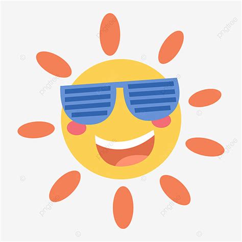 Sunglass Sun Clipart Vector Cartoon Cute Sun With Blue Sunglasses
