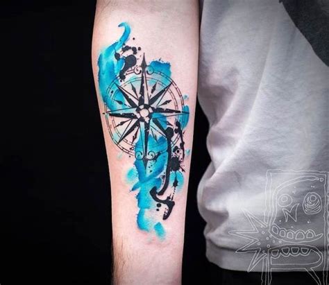 Compass Tattoo Drawing Color Leafas World