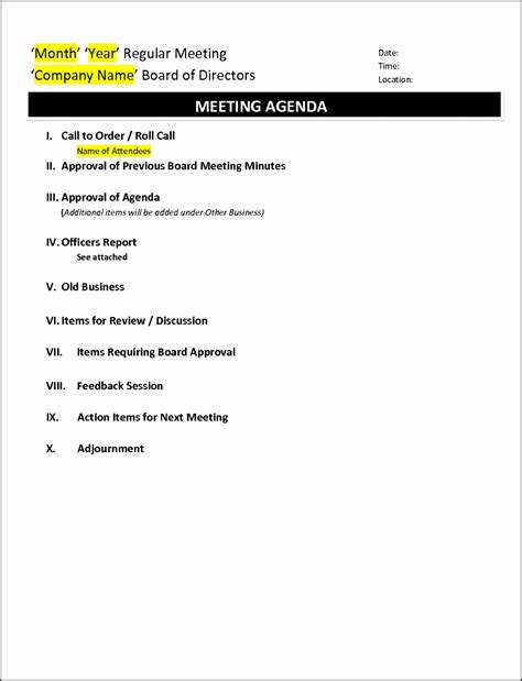 6 Business Meeting Agenda Template Doc - SampleTemplatess - SampleTemplatess