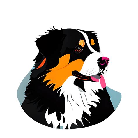 Bernese Mountain Dog Simple Monochrome Line Illustration · Creative Fabrica