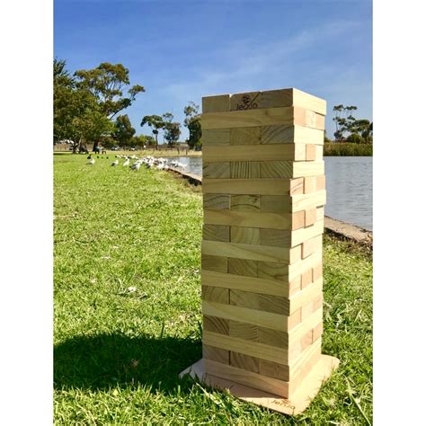 Buy 54 Piece Giant Jenjo Outdoor Wooden Block Game 63cm Mydeal