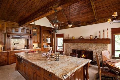 What better than to clad it with some rustic wood? Rustic Kitchen With Vaulted Wood Ceiling & Large Island | HGTV