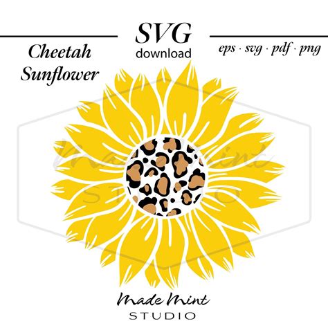 Sunflower Cheetah Print Svg Instant Download Svg Png Eps Pdf Digital
