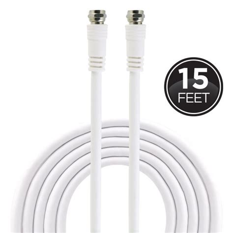 Ge 15 Ft F Type Rg6 Double Shielded Coaxial Cable White