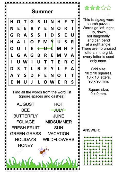 Summer Word Search Puzzle Free Printable Puzzle Games