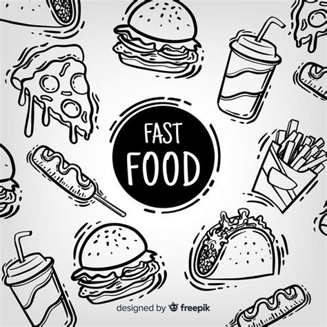 Premium Vector Hand Drawn Fast Food Background Fast Food How To