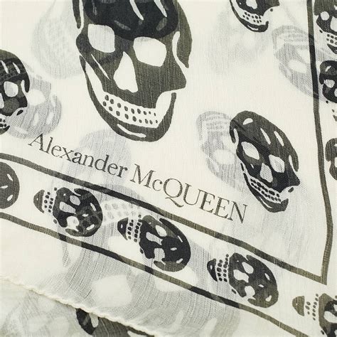Alexander Mcqueen Skull Scarf Ivory And Black End