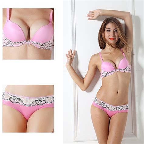 Gbela Summer Girls Push Up Bra Pink Lace Bra And Panties Sets Thin Cup