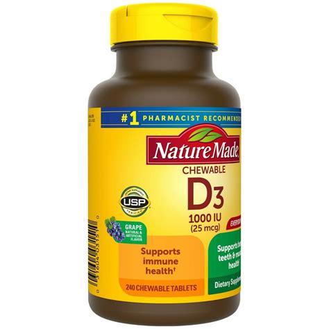 Nature Made Chewable Vitamin D3 25 Mcg 1000 Iu Grape 240 Tablets