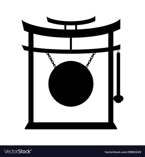 Silhouette Oriental Musical Instrument Gong Vector Image