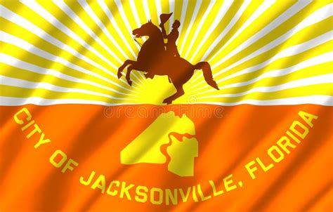 Jacksonville Florida Realistic Flag Illustration Stock Illustration