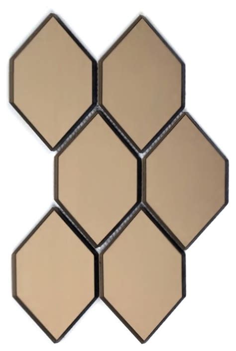 Diamond Glass Gold Mirror 3x5 Honeycomb Mosaic Decorative Tile Peel