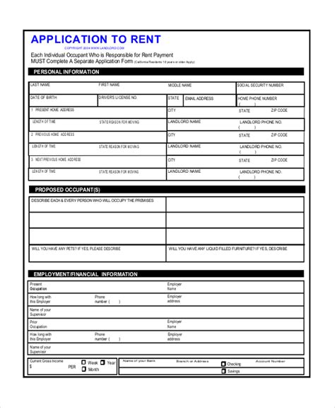 Free Sample Rental Application Forms In Pdf Excel Ms Word Hot Sex Picture