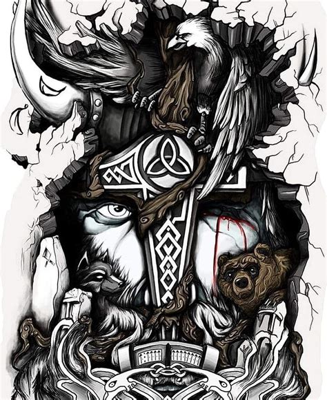 Vegvisir Compass Norse Pagan Raven Symbol Viking Yggdrasil Hd