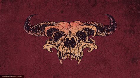 Skull Demon Satanic Horns Artwork Fantasy Art Red Angryblue
