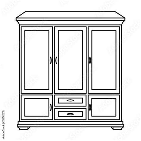 Classical Cupboard Icon In Outline Style Isolated On White Background