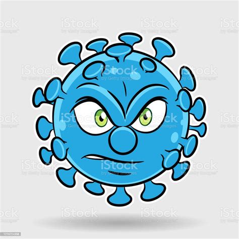 Cartoon Angry Blue Coronavirus Stock Vektor Art Und Mehr Bilder Von