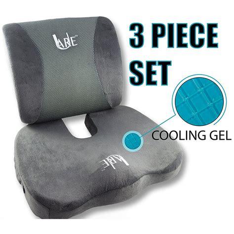Set Cool Gel Memory Foam Seat Cushion With Rain Cover And Lumbar Support Pillow For Office