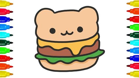 How To Draw Cute Cheeseburger Cheeseburger Drawing Youtube