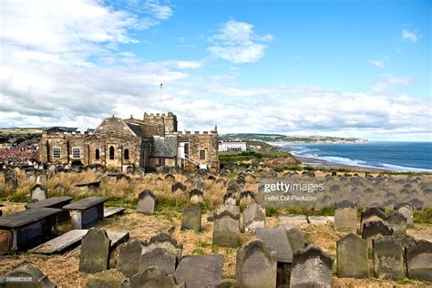 Cemetery Of Whitby Abbey In North Yorkshire England High Res Stock