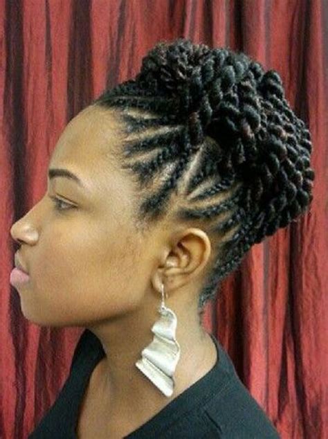 Wrap the two together to form a bun, twisting inward and using bobby pins to tidy up if you want to do an updo with your short hair, here's a step by step guide to help you style this chic short hairstyle for women. Latest Cornrow Braids Updo Hairstyles For Black Women 2016 ...